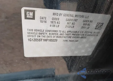 2017 Chevrolet Malibu 1Lt z USA, uszkodzony, nr VIN 1G1ZE5ST1HF165229